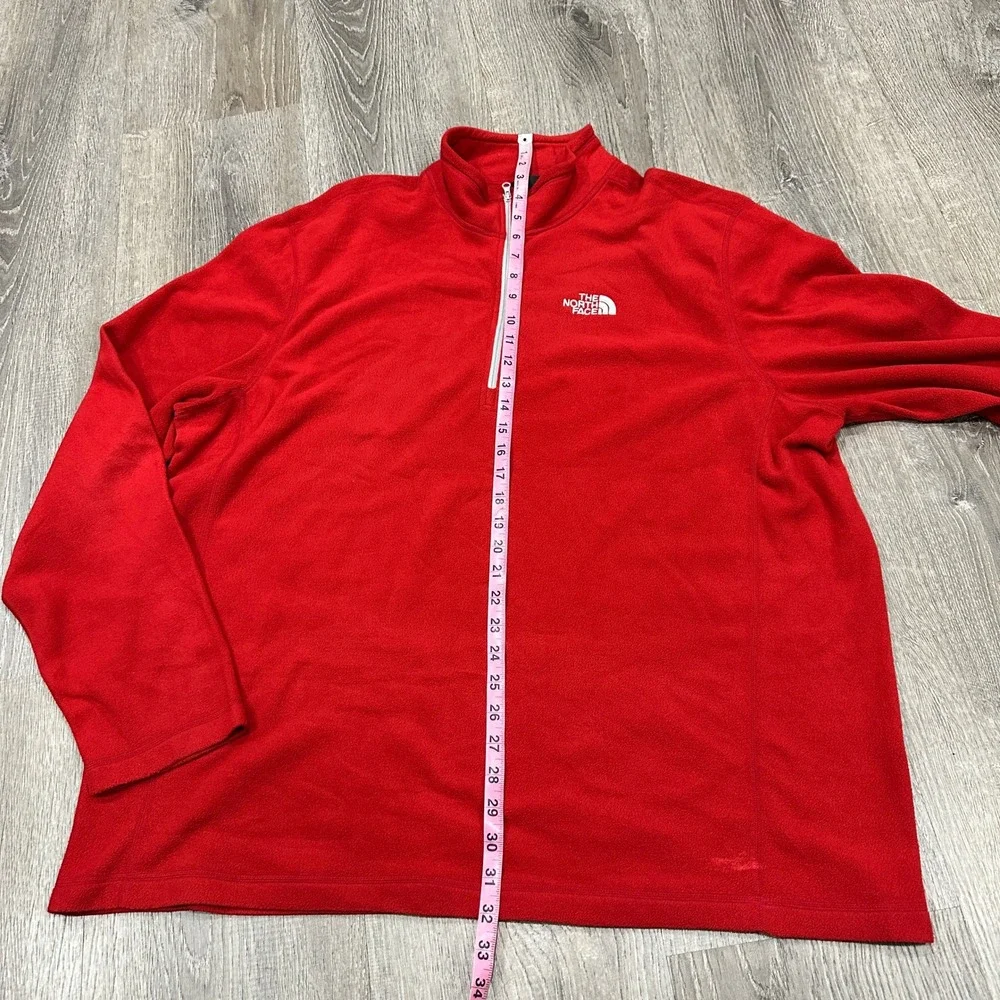 The North Face Sweater Men's‎ 2XL Red Fleece Quarter Zip Pullover Sweater